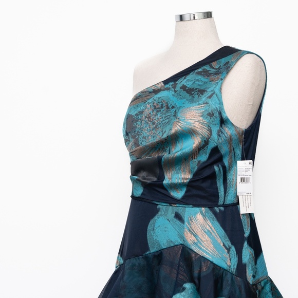 Aidan Mattox -  One-shoulder Jacquard Tiered Ballgown. - Picture 10 of 16